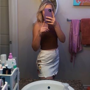 Honey Punch Flower Embroidered Skirt